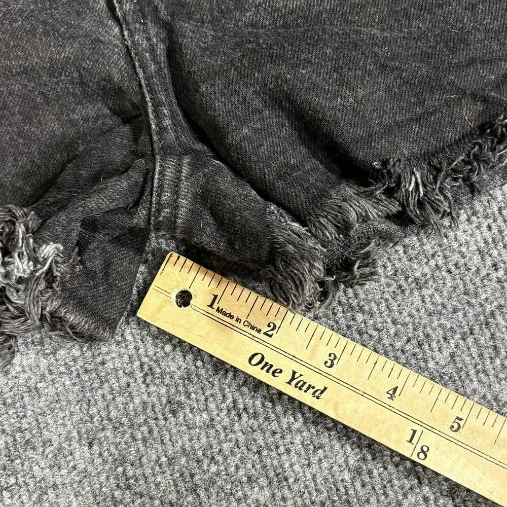 Bongo Shorts Juniors 3 Black Denim Cut Off Frayed Raw Hem Slim Double Black